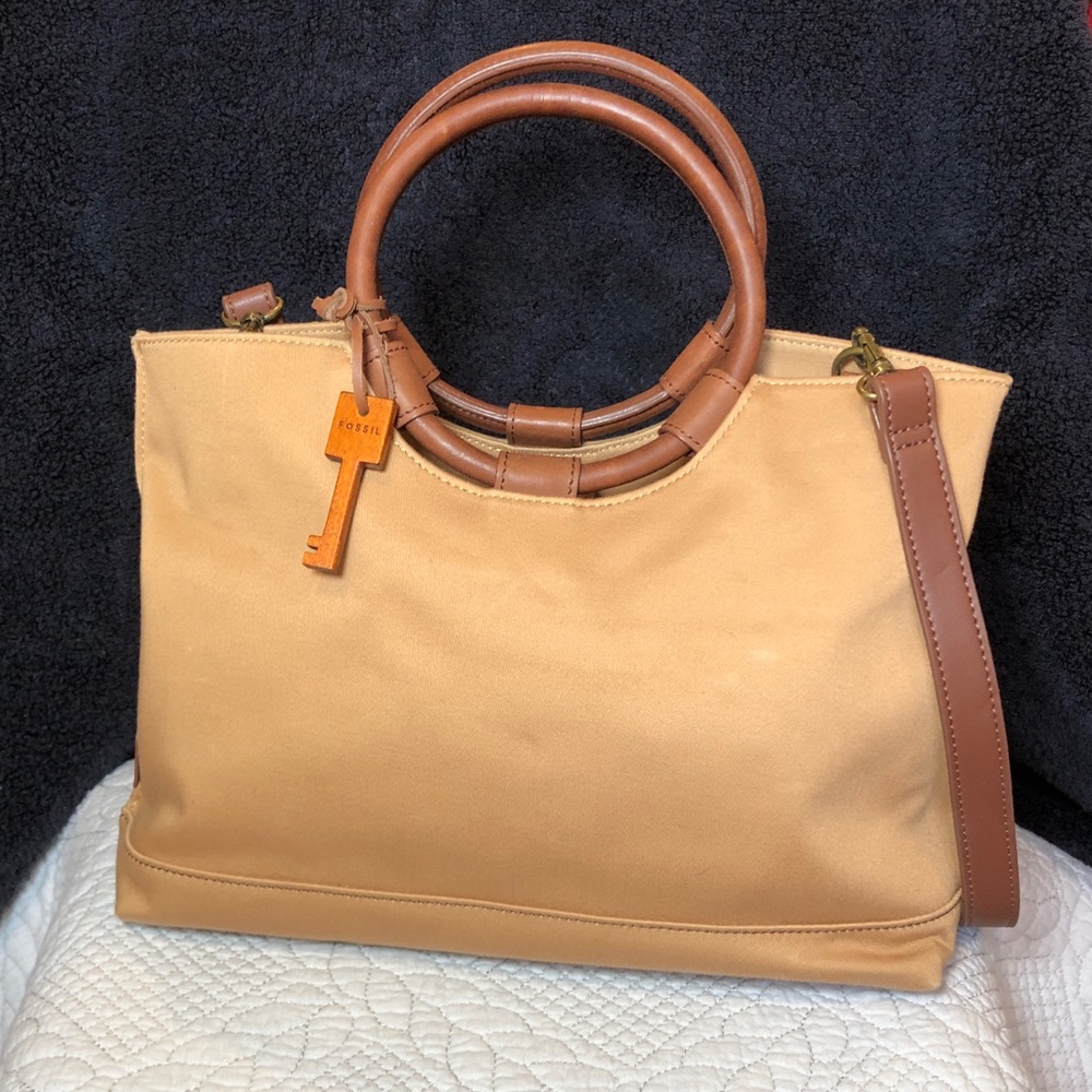 Fossil Canvas Satchel w/ Ring Handles